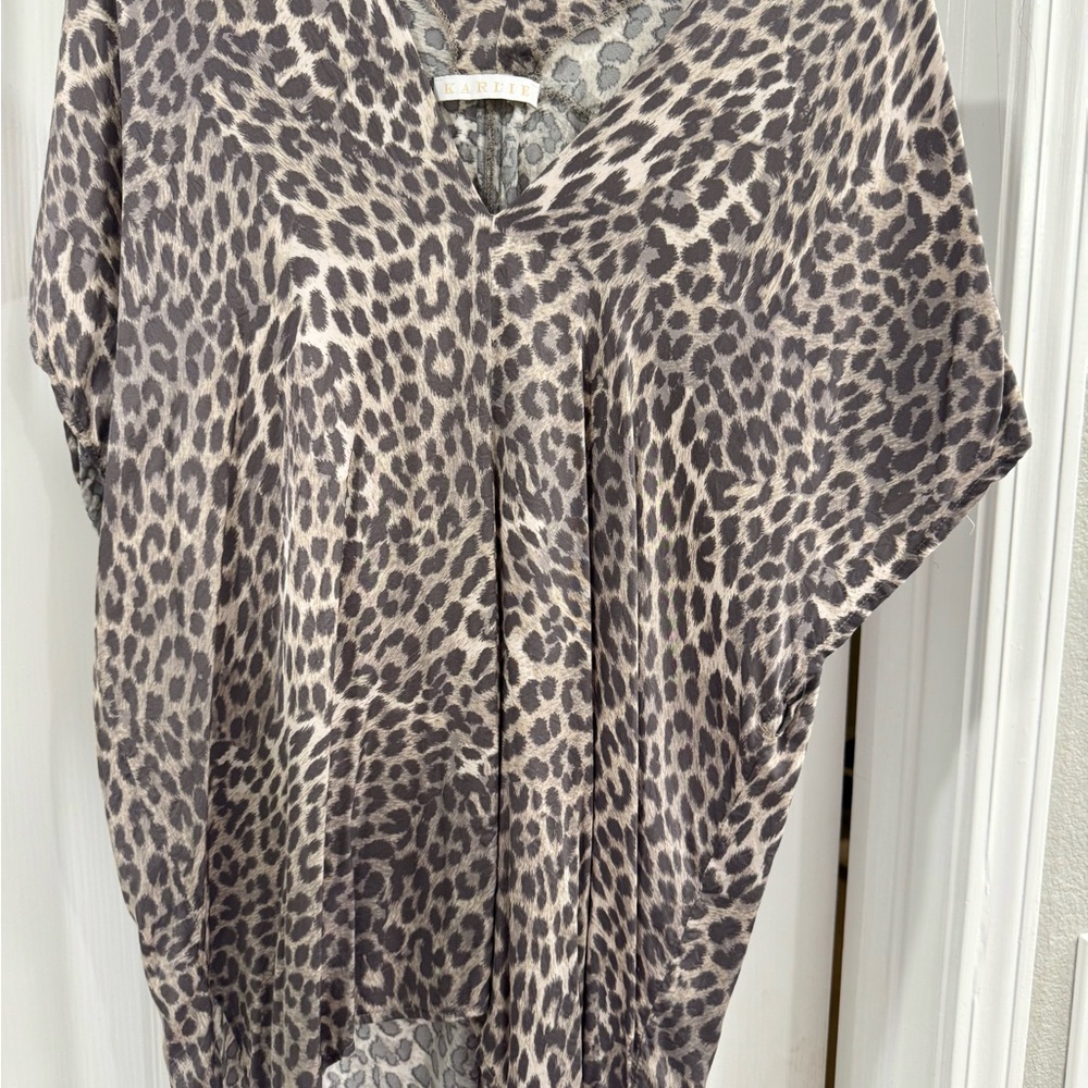 Karlie Brown and Black Boxy Short Sleeve Blouse